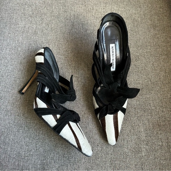 Manolo Blahnik Shoes - Vintage Manolo Blahnik zebra pony hair heels
